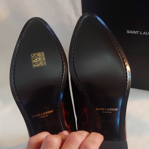 Saint Laurent Patent Chelsea Boots Tortoise Shell New with Box - Picture 2 of 3